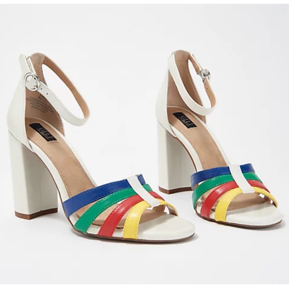 G.I.L.I. Rainbow Block Heels - Malin - ivory retro